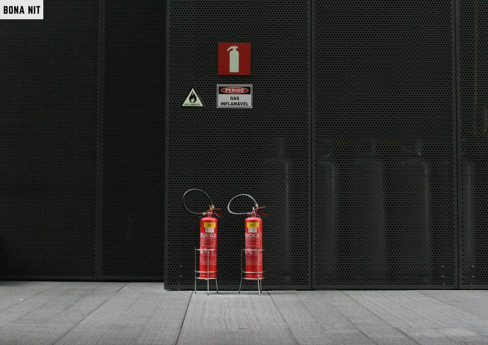 Pair of Red Fire Extinguisher Tanks