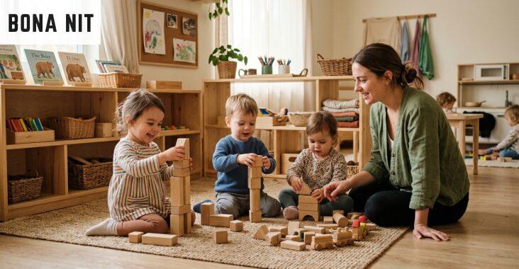 Niños jugando en una escuela infantil bilingüe de Barcelona