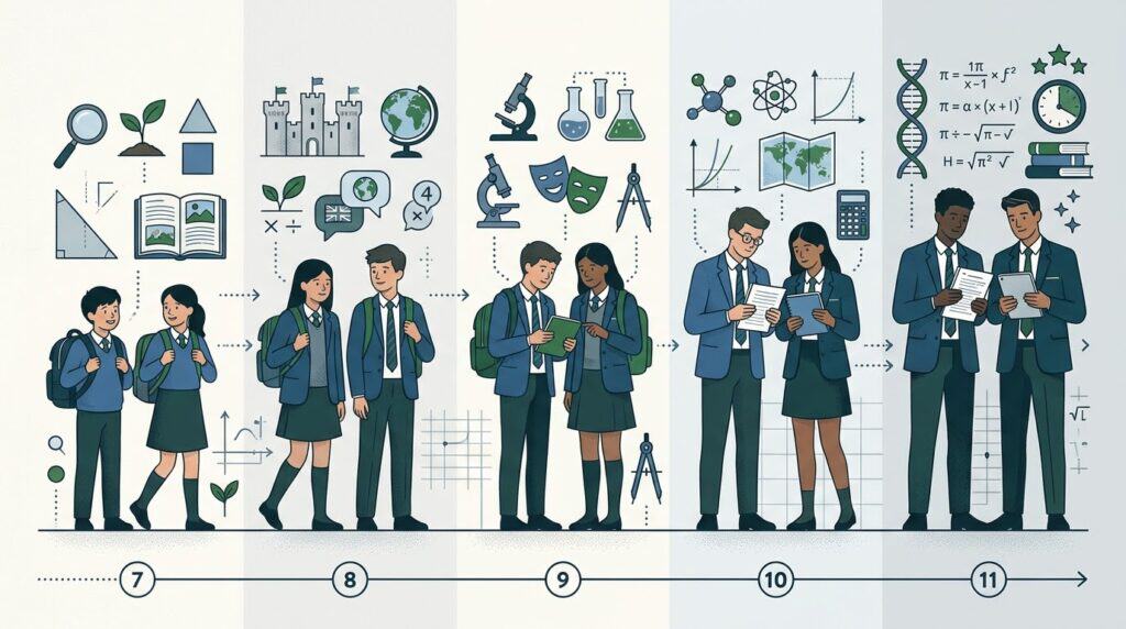 Etapas educativas de la secundaria británica hasta el IGCSE