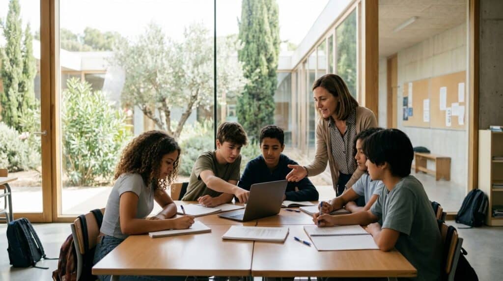 Estudiantes de secundaria británica durante una clase internacional