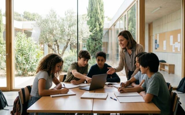 Estudiantes de secundaria británica durante una clase internacional
